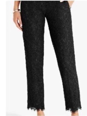 J.Crew Peyton Black Lace High Waist Pant, Size 6